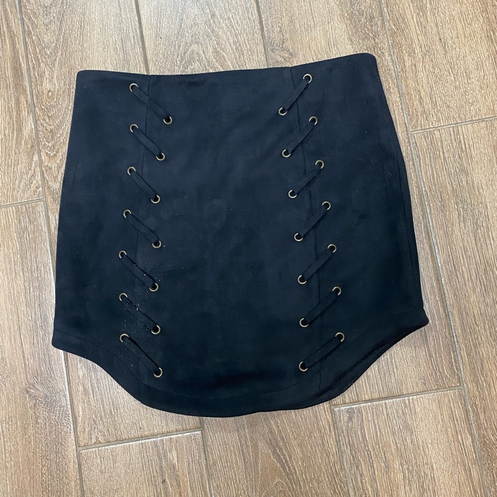 Grey laced up suede mini skirt from LF size S